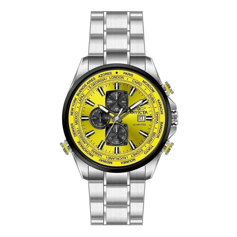 NWT Invicta 50503 Aviator | Quartz | Yellow | Men's Watch